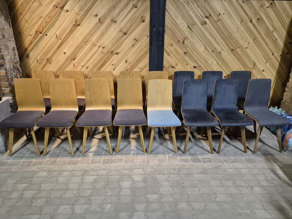 22x Krzesło dębowe tapicerowane skandynawskie FAMEG | Biuro | Firma |