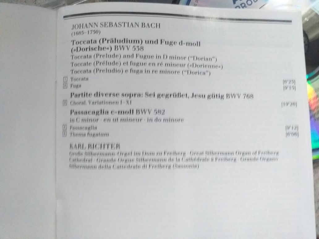 CD J.S.Bach Dorische Toccata & Fuge Passacaglia (K.Richter) Polydor80