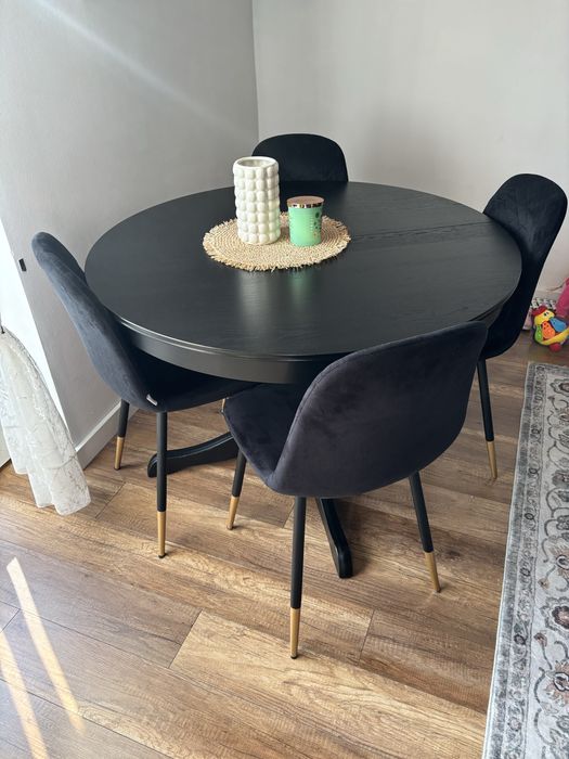 Stół rozkladany ikea Rosentorp + 4 stołki