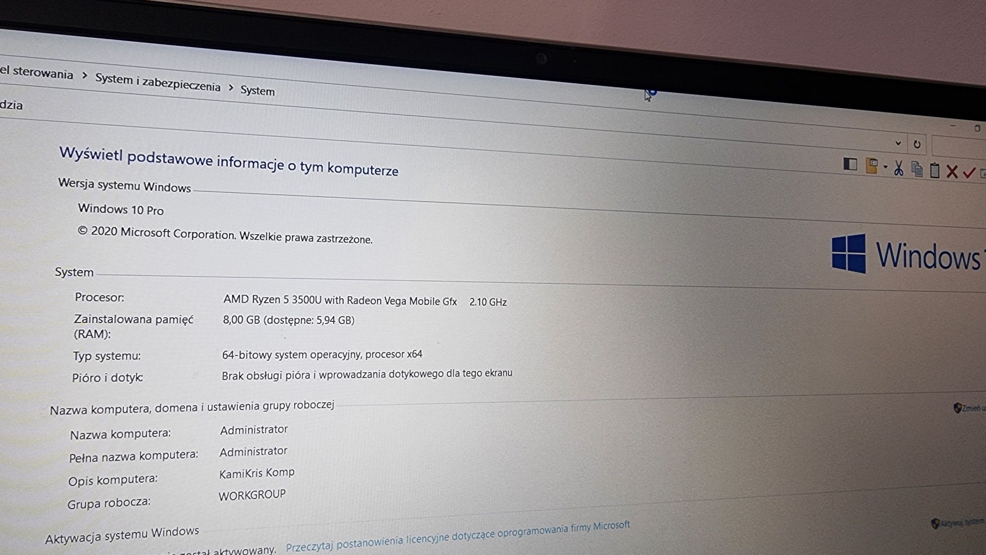 Laptop Notebook Lenovo Ideapad S340-15API idealny stan+ład ori Windows