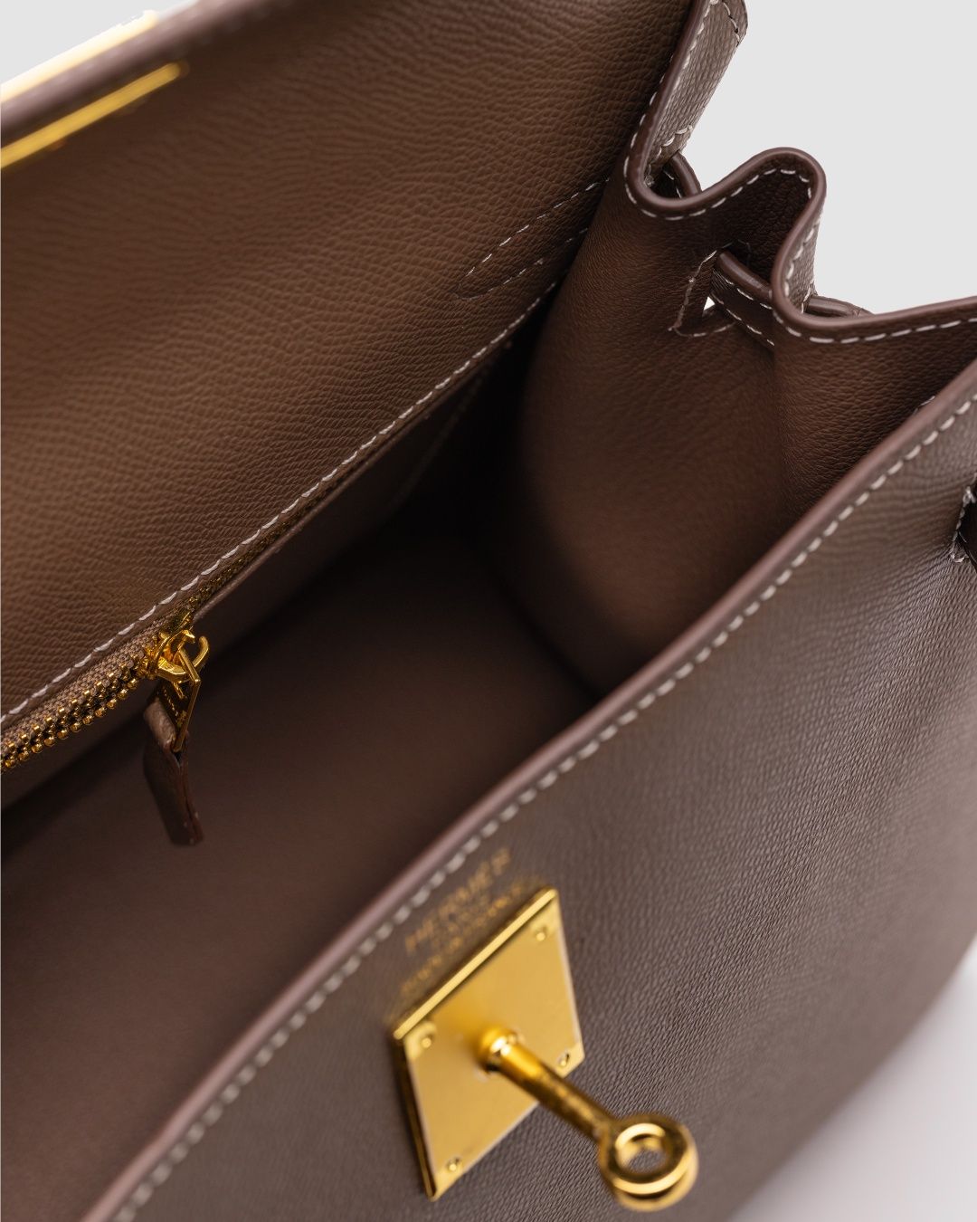 Сумка жіноча Hermes Kelly 25 Grey/Gold