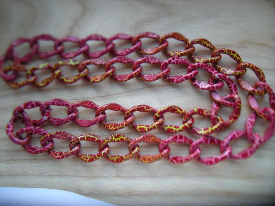 łańcuch naszyjnik 82cm damski męski ogniwa zdobione multikolor