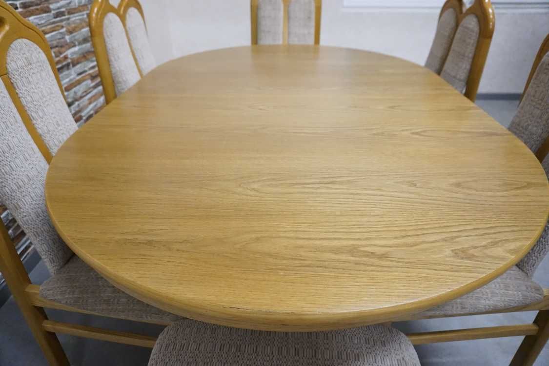 stół owalny rozkładany jasny dąb + 6 krzeseł rabat -10%