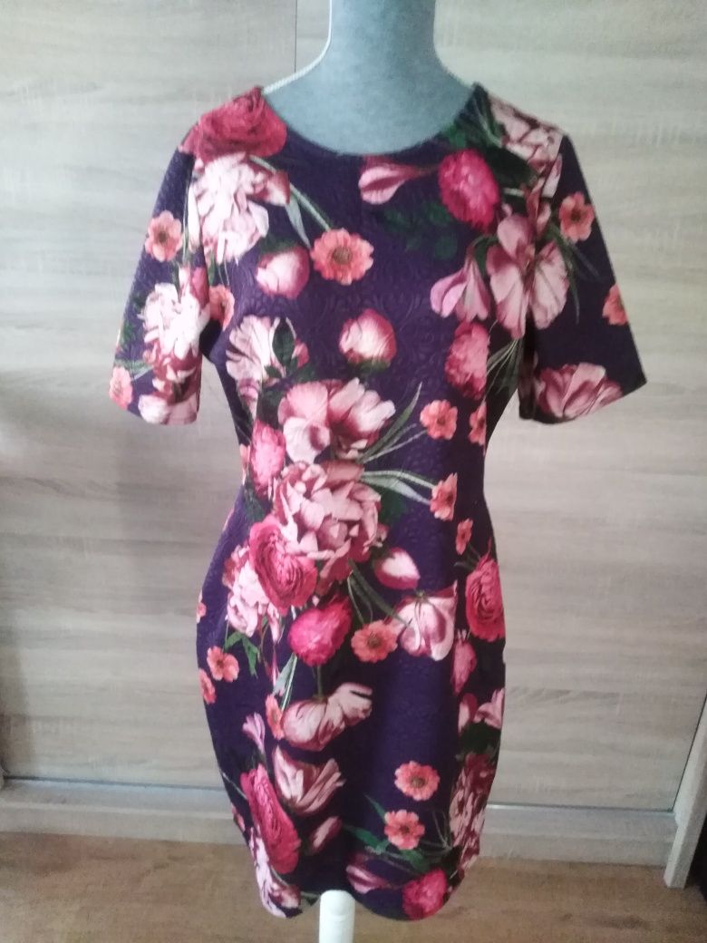 Sukienka Dorothy Perkins 40/L, kwiaty, wzór tłoczony