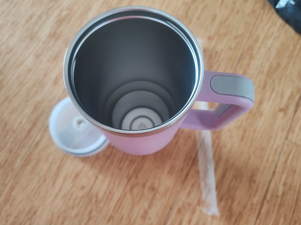 Kubek podróżny termiczny fioletowy ze słomką stal nierdzewna 1200 ml