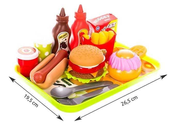 Zestaw zabawkowy jedzenie Fast Food frytki hamburger