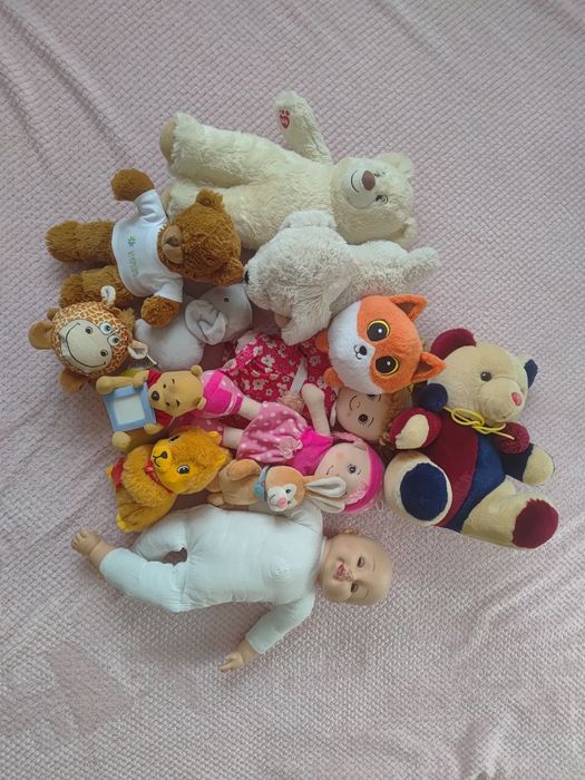 Zestaw pluszaków + duża lalka