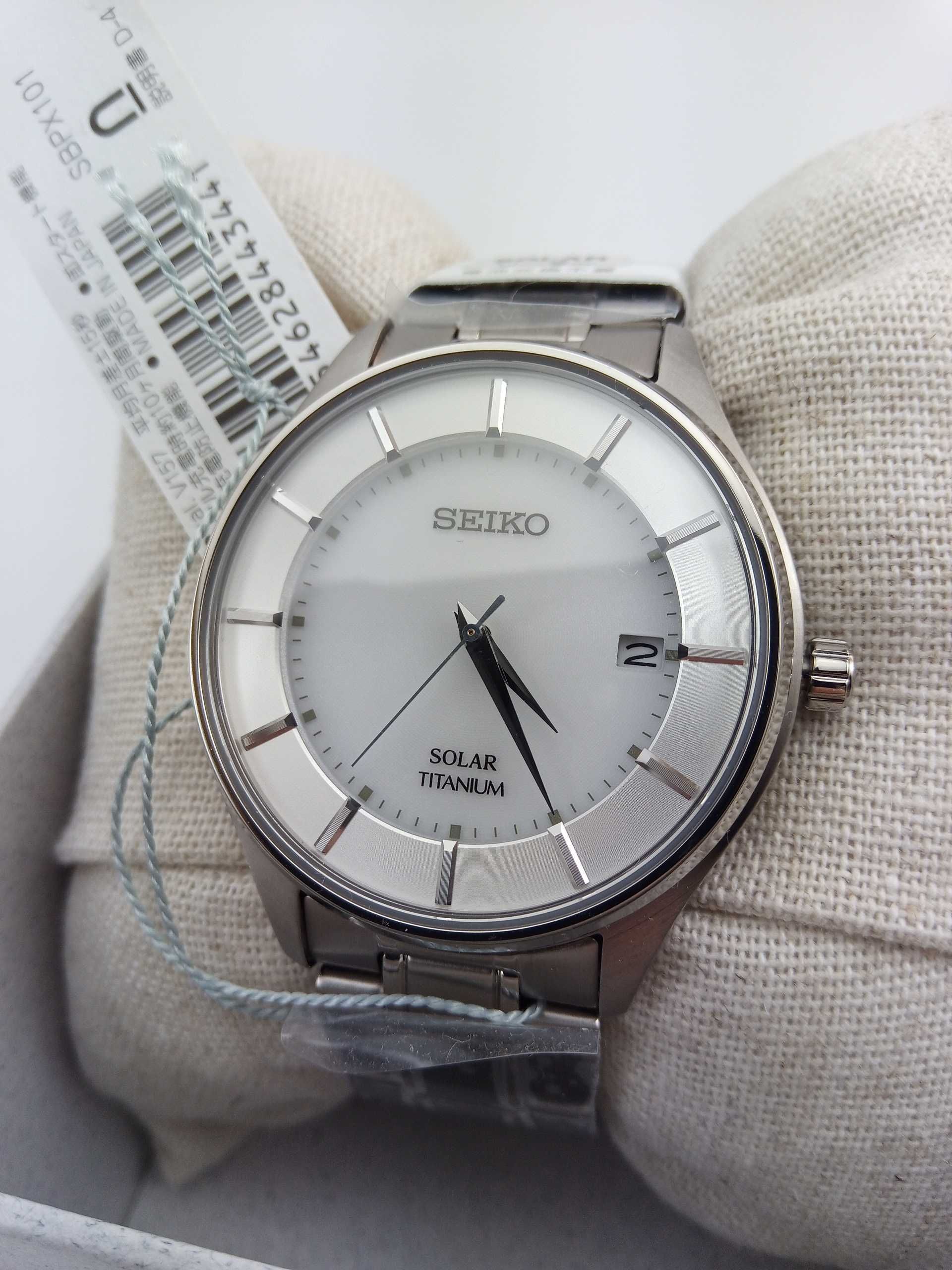 Японские мужские часы Seiko Solar SBPX101 - титан, сапфир, Japan made