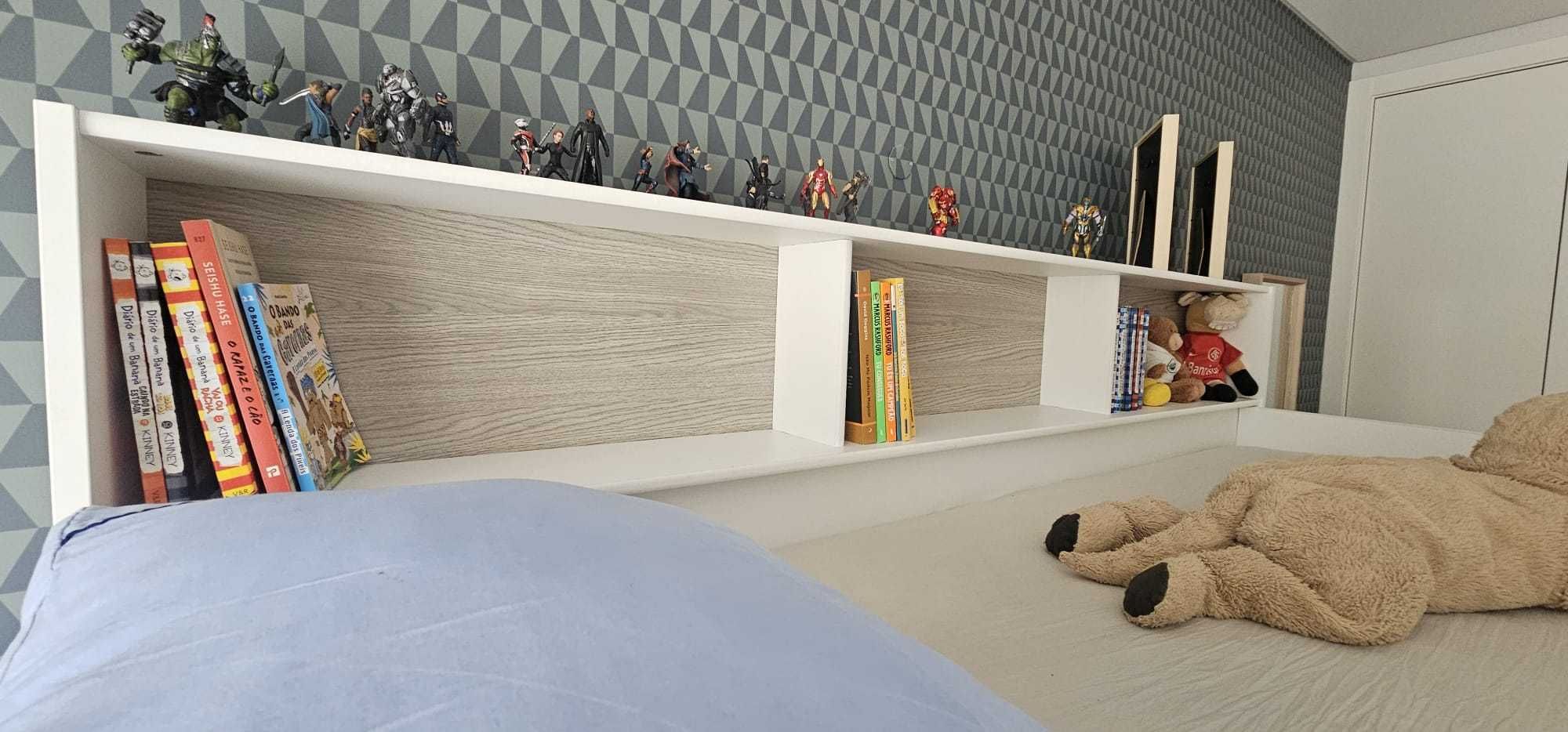 Beliche LEONARDO Branco com Arrumação + 2 Colchões (90x200)