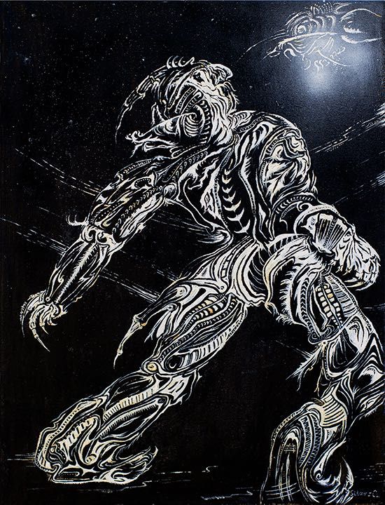 Obraz nowoczesny artysty malarza „Czesław Maluje” kosmiczna wyobraźnia