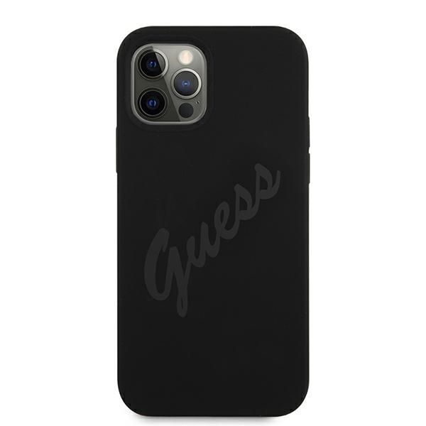 Etui Guess Silicone Vintage Script do iPhone 12 Pro Max 6,7" - Czarny