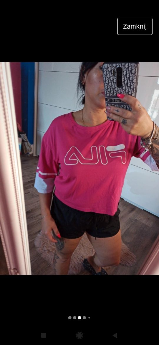 Fila L oversizowy t-shirt crop top