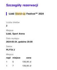 Pierwszy rząd - 2 lub 4 bilety Stund up Festiwal 2024 Łodz 24.05.2024