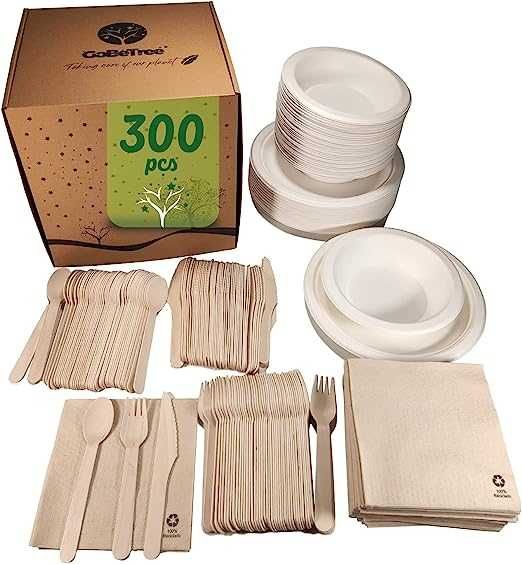 Одноразовий посуд GoBeTree на 180 предметів із пальмового листя