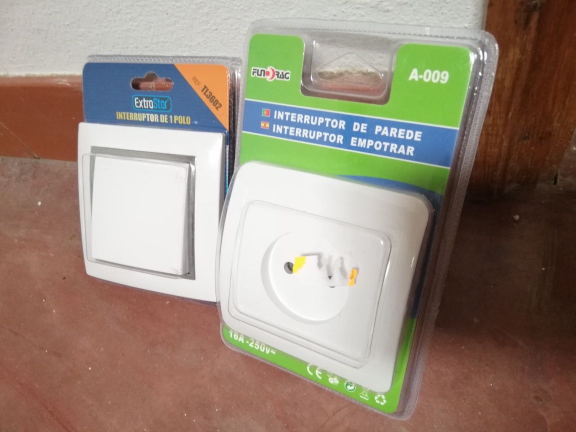 Tomada e interruptor NOVOS Embalados