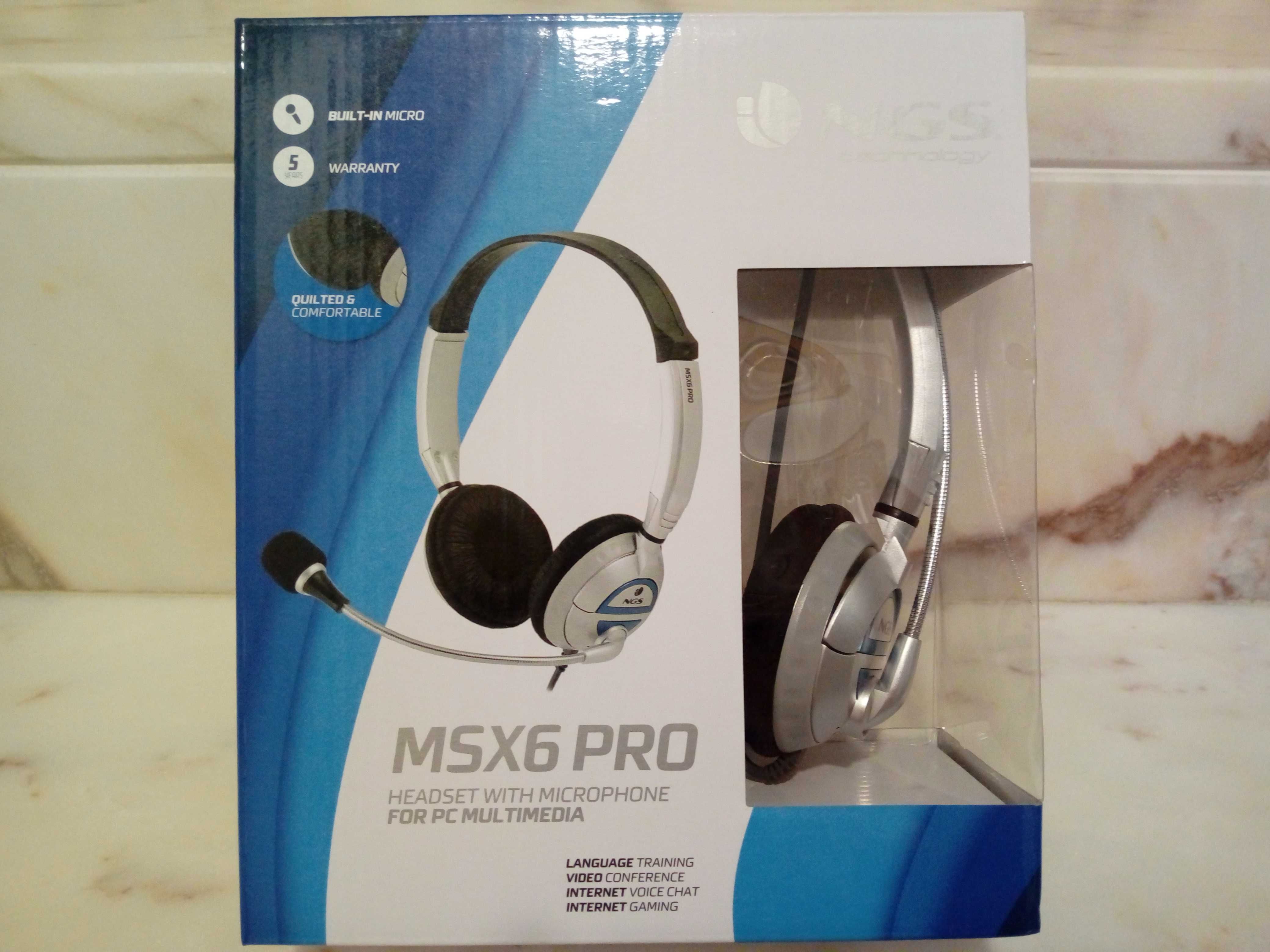 Headset com microphone para PC Multimedia MSX6 PRO-NGS-NOVO