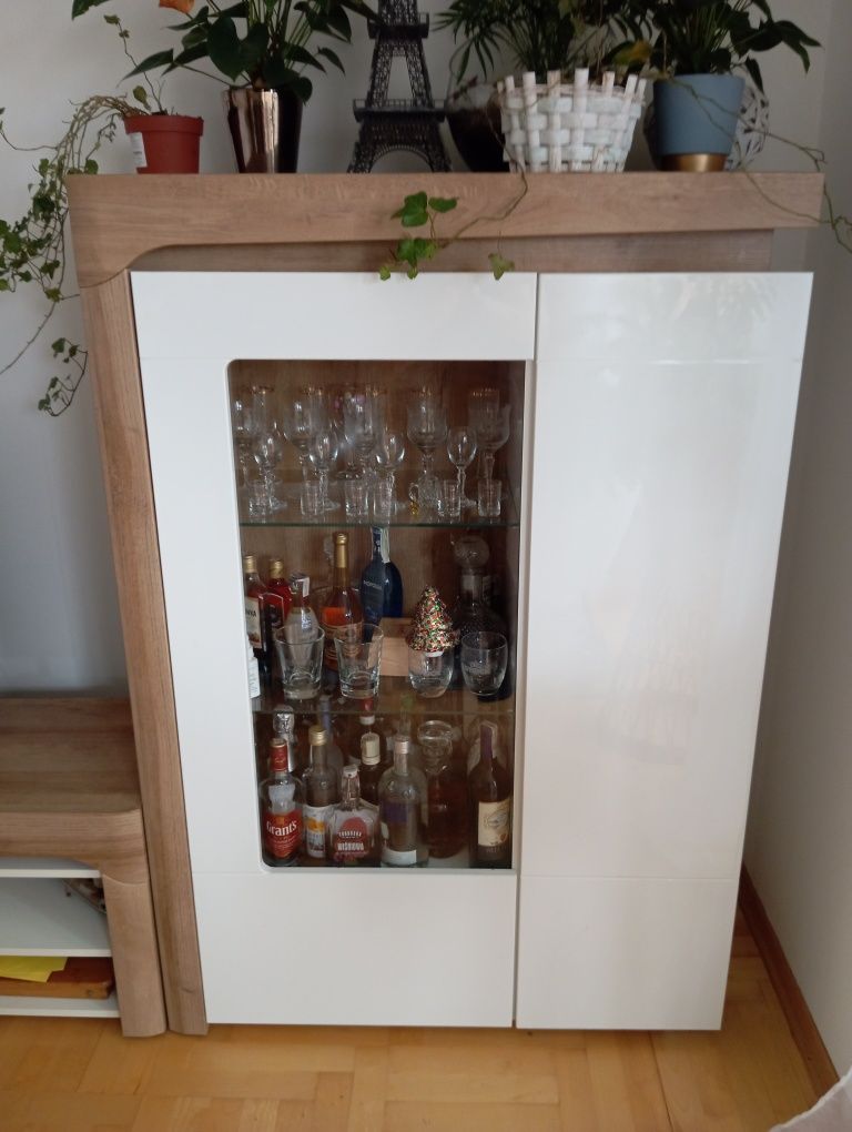 Witryna + szafka RTV theo biały połysk