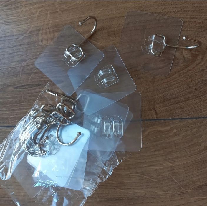 12x Haczyki, Wieszaki Przezroczyste samoprzylepne, do dekoracji, 5kg