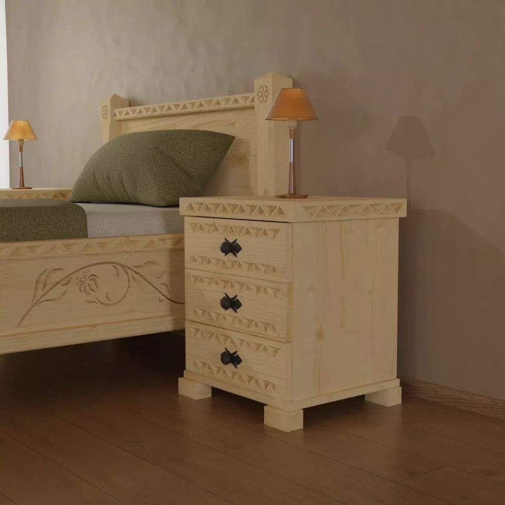 Szafka nocna w stylu góralskim, 3x szuflada !PRODUCENT!
