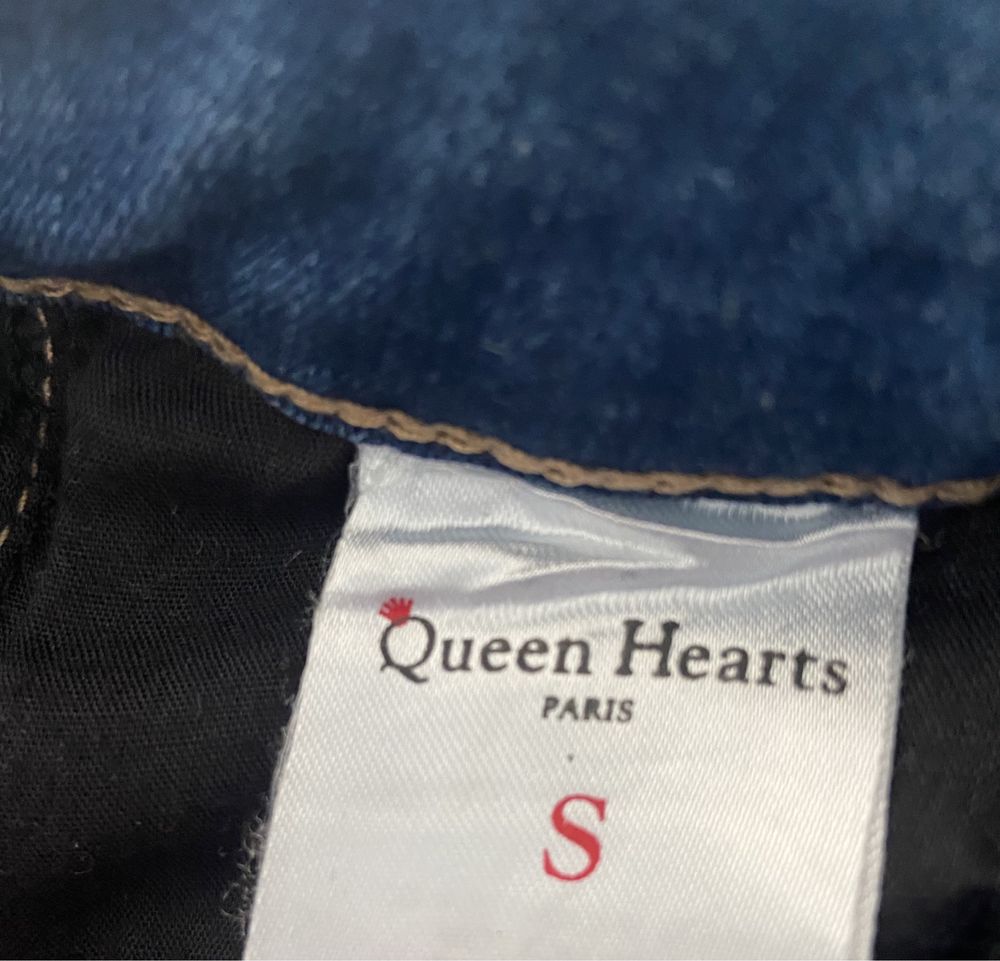 damskie jeansy spodnie rurki queen hearts