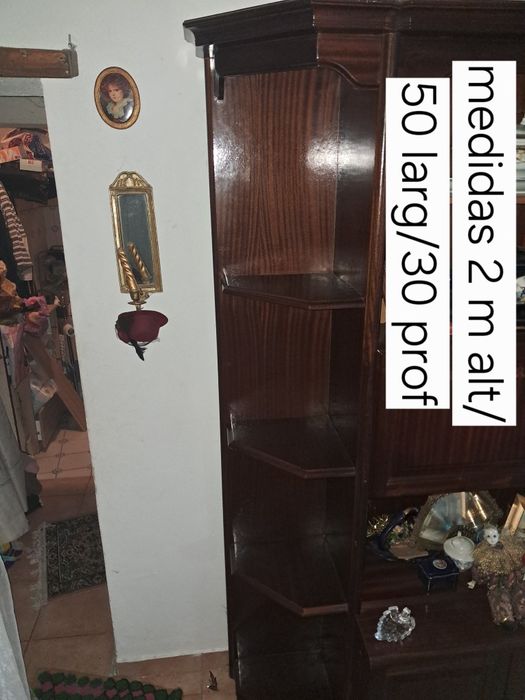 Móvel  de canto com prateleiras em madeira,vintage