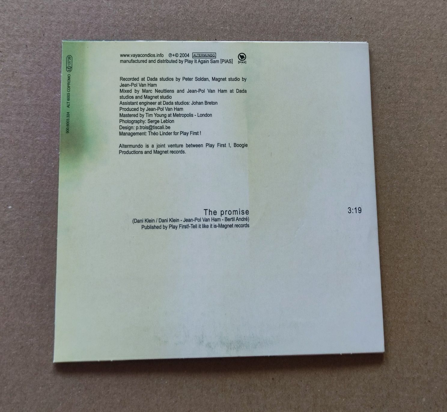 The Promise Vaya Con Dios CD singiel