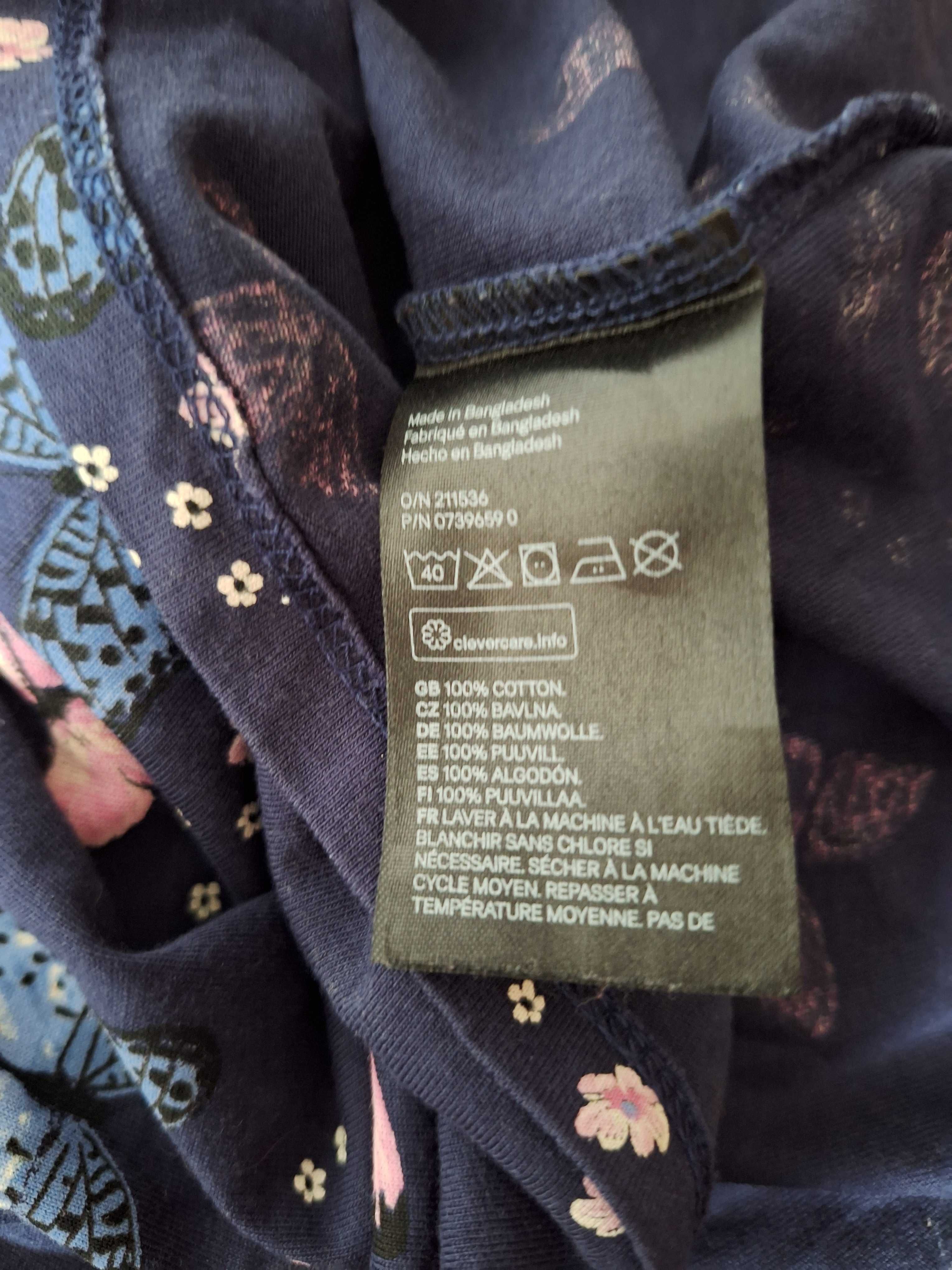 Sukienka 134-140 granatowa motyle H&M na ramiączkach letnia