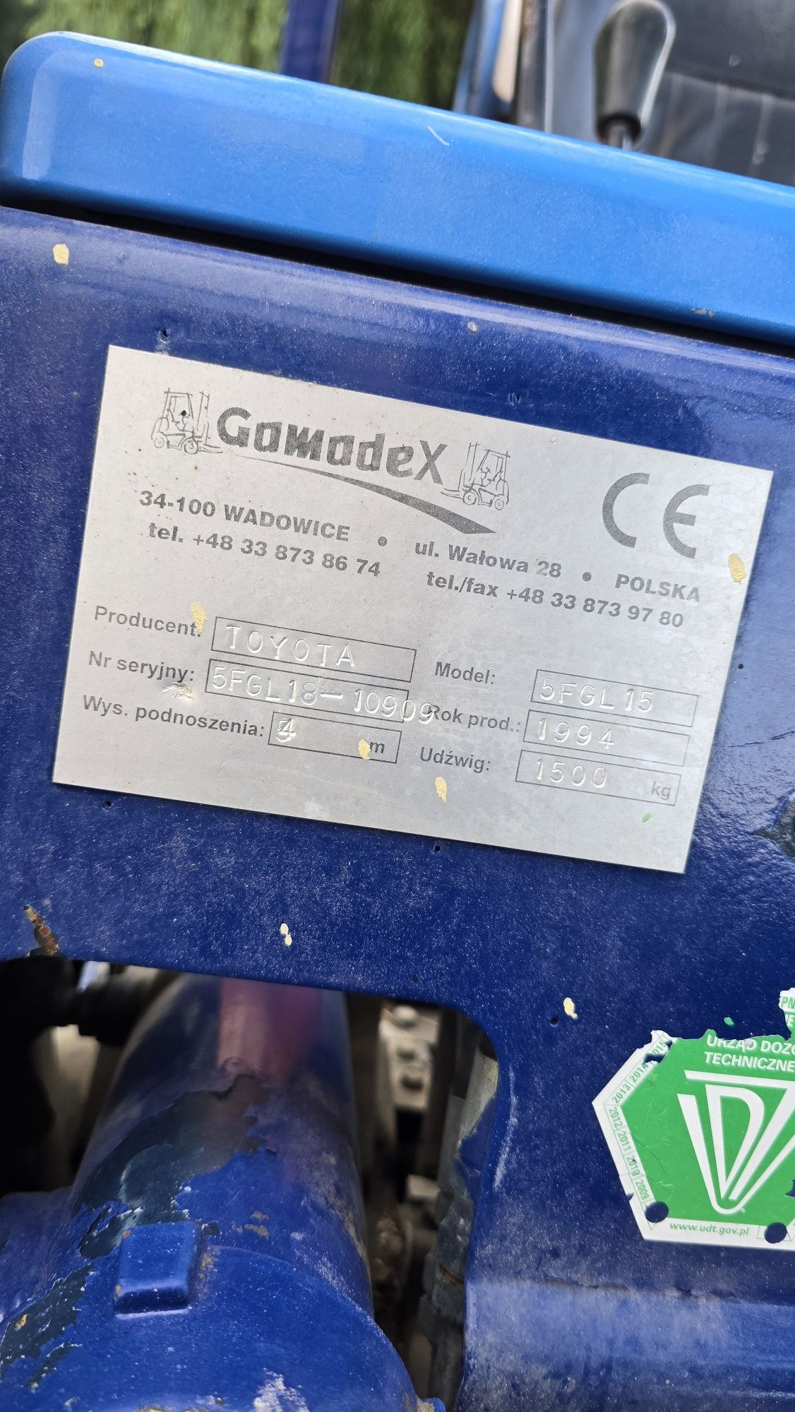 Wózek Widłowy Toyota 5fgl15 Gaz Benzyna