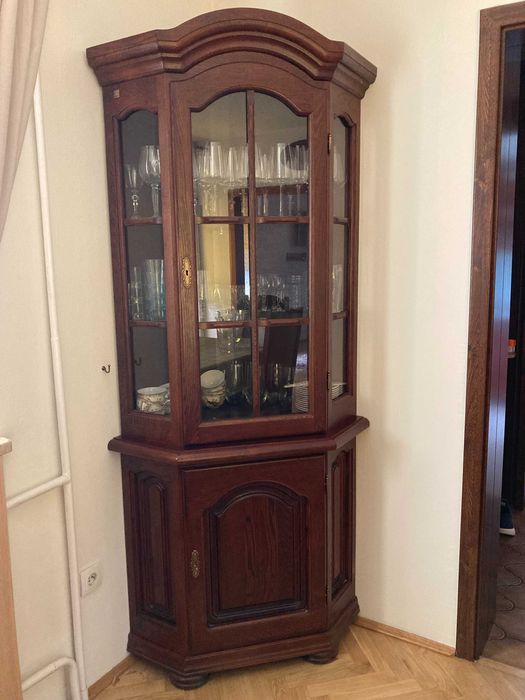 Meble Dębowe Zakor - Witryna narożna, Kredens, Komoda, Stół + Krzesła