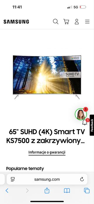 Samsung SUHD UE65KS7500S Curved Smart stan idealny