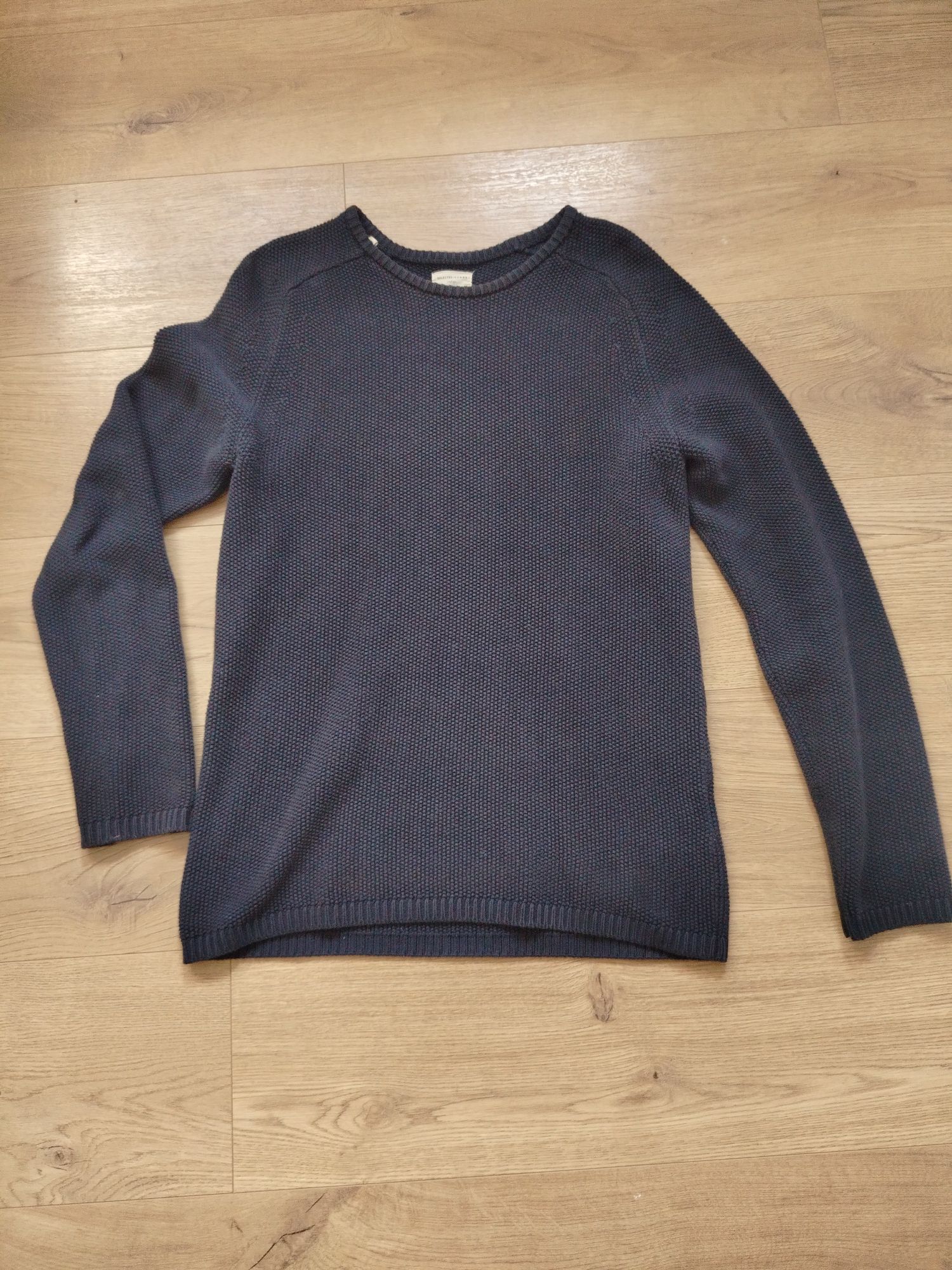 Sweter męski granatowy bluza 100% bawełna Selected Home Indigo M