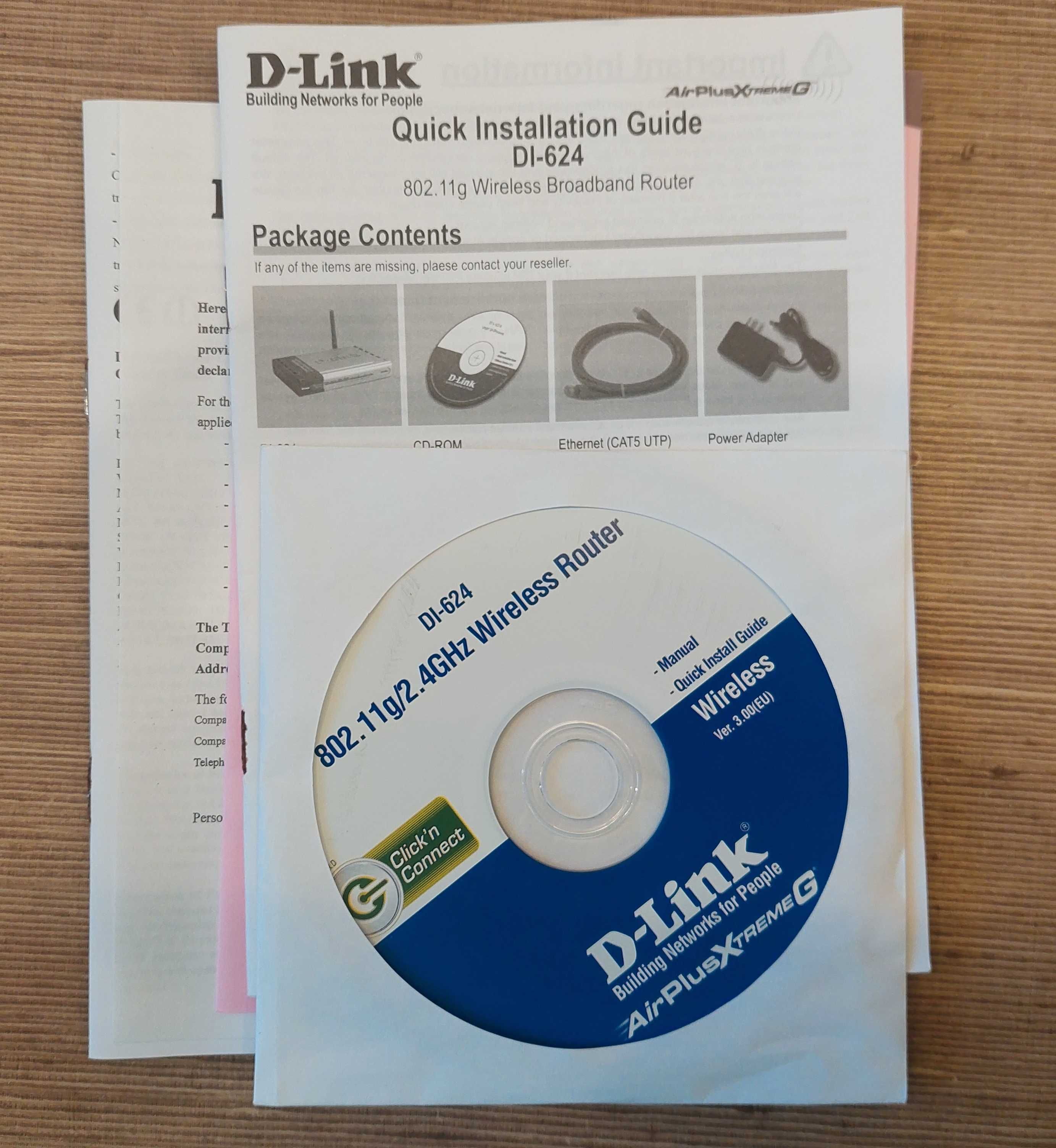D - link DI-624 Wireless 108G router + zasilacz