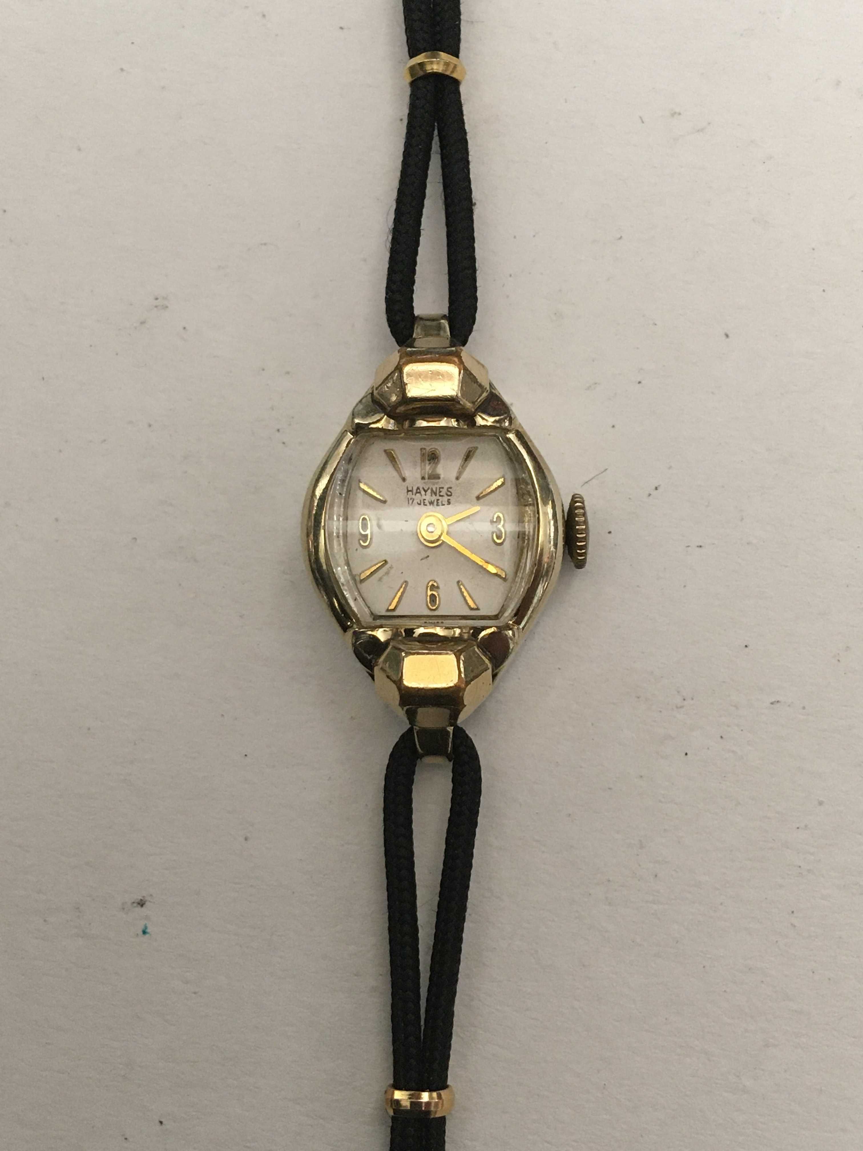 Kolekcjonerski damski zegarek mechaniczny HAYNES 17j złocony