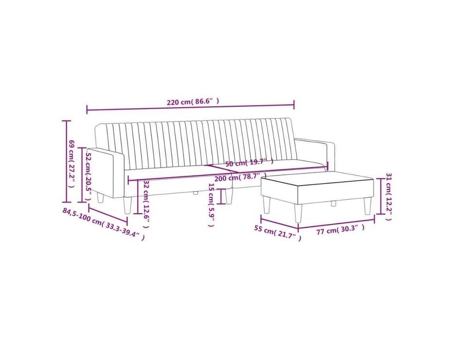 Chaise longue cinzento escuro veludo