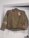 Oliwkowa parka oversize H&M r.xs z naszywkami