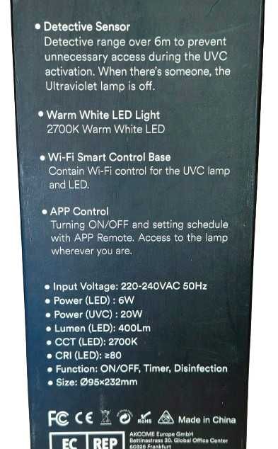 Rewolucyjna lampa UV do dezynfekcji Luminary, 20W, 2700K