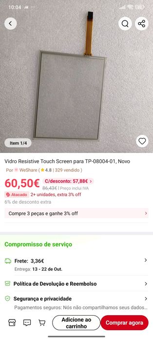 Vidro touch screen