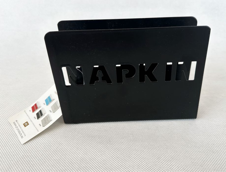 Nowy czarny metalowy serwetnik Flo