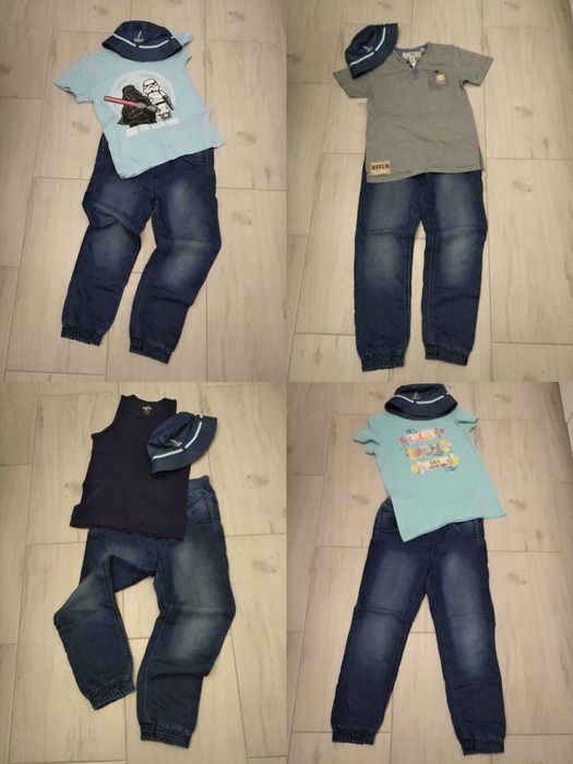 Komplet 5 części jeansy Reserved 146 t-shirt C&A 152cm czapka t-shirty