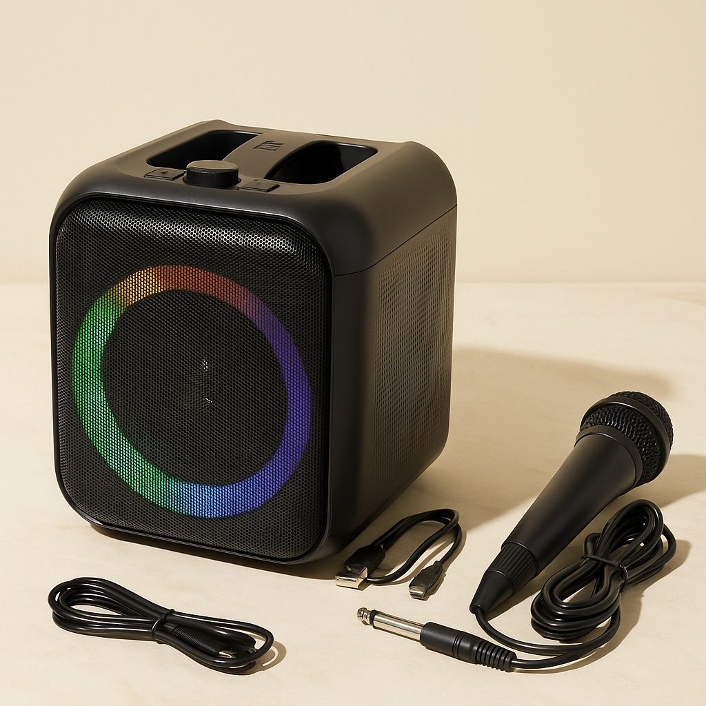 GŁOŚNIK z mikrofonem RS-200| karaoke LED BLUETOOTH 20W USB-C|6H muzyki