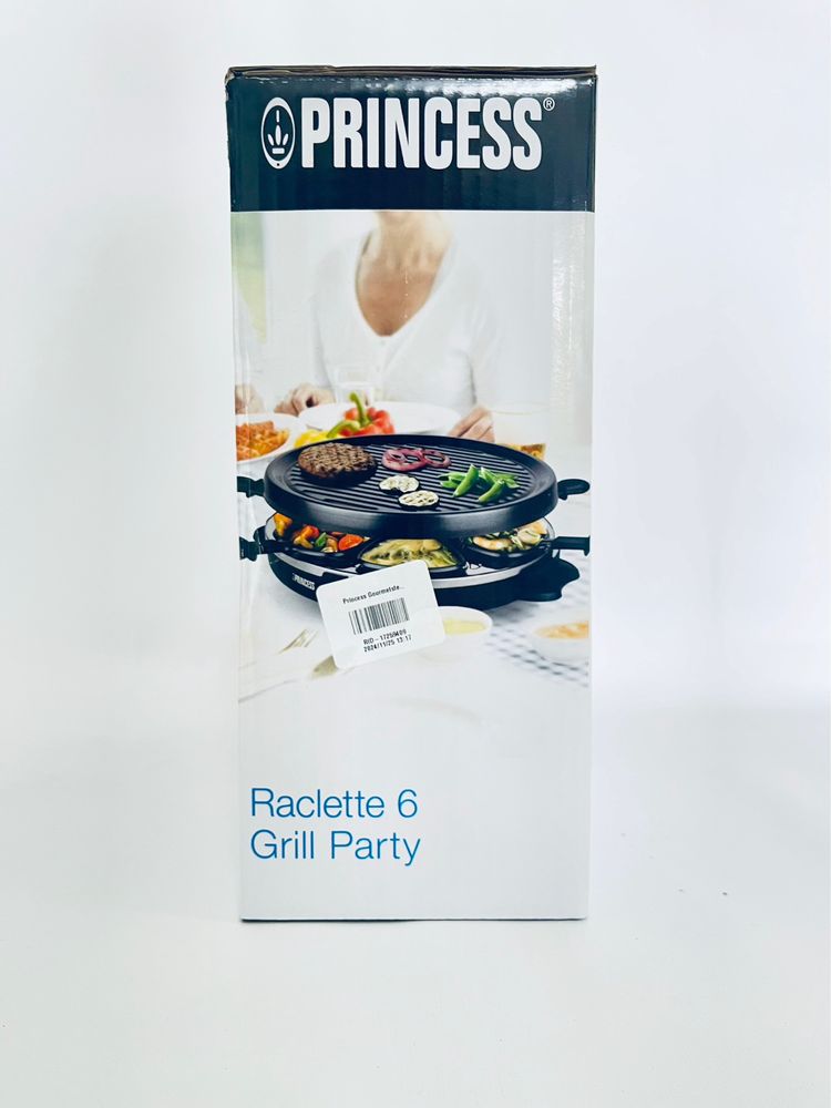 Grill elektryczny Princess Raclette 6 osób – 800W, teflon, okrągły