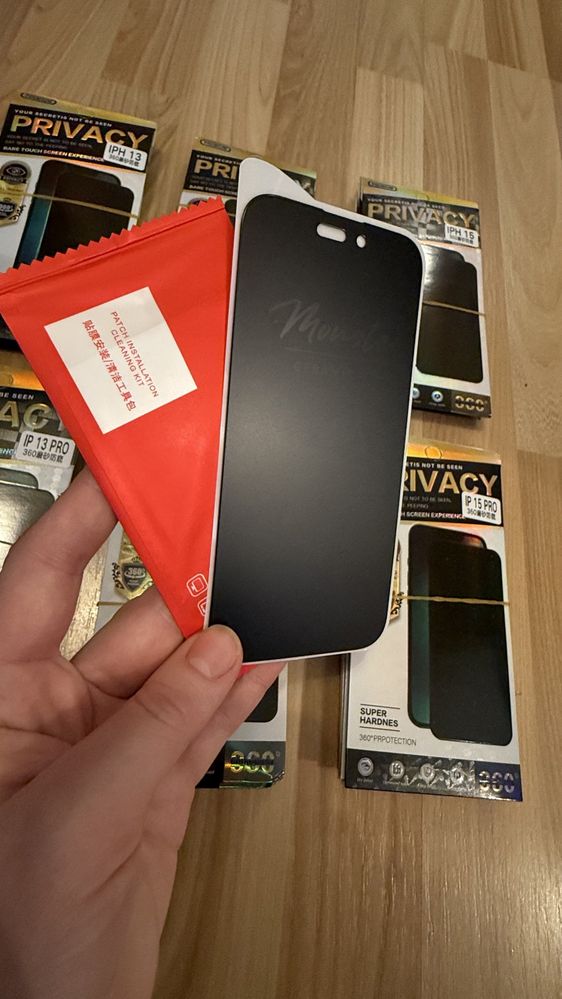 Szkło matowe  Privacy hartowane iphone 13/13pro, 14/14pro, 15/15pro