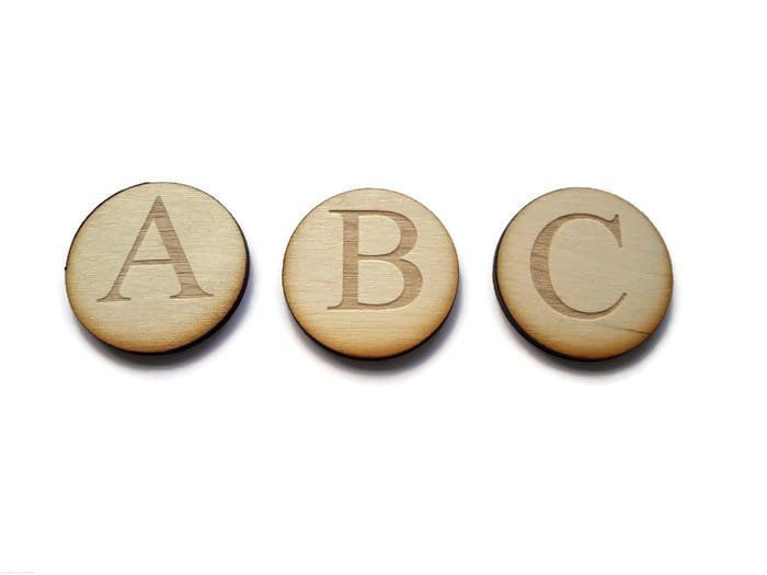 Alfabet Montessori wielkie litery drewniane zestaw 35el decoupage