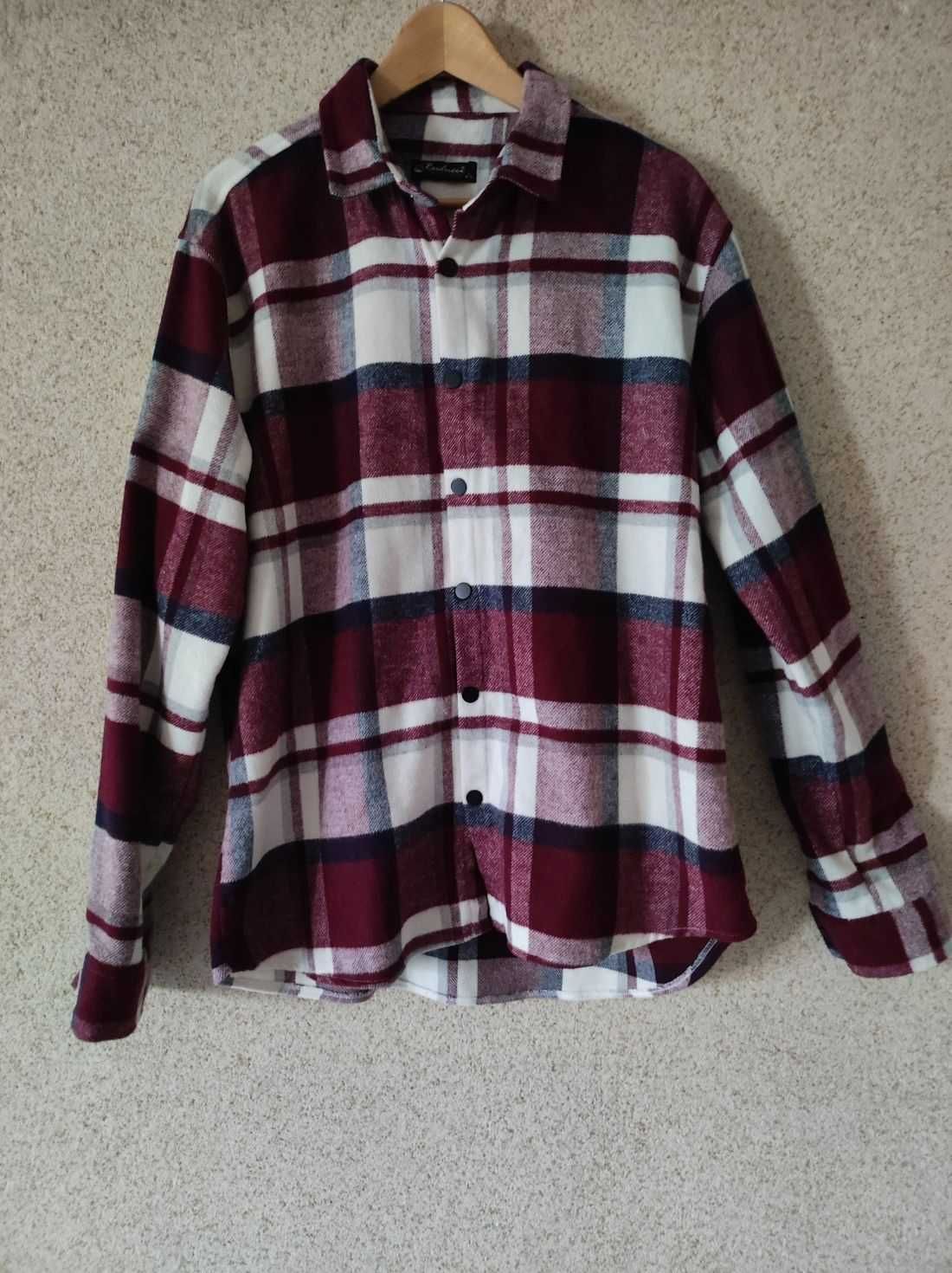 polarowa flanelowa koszula w kratę casual kurtka koszulowa zapinana