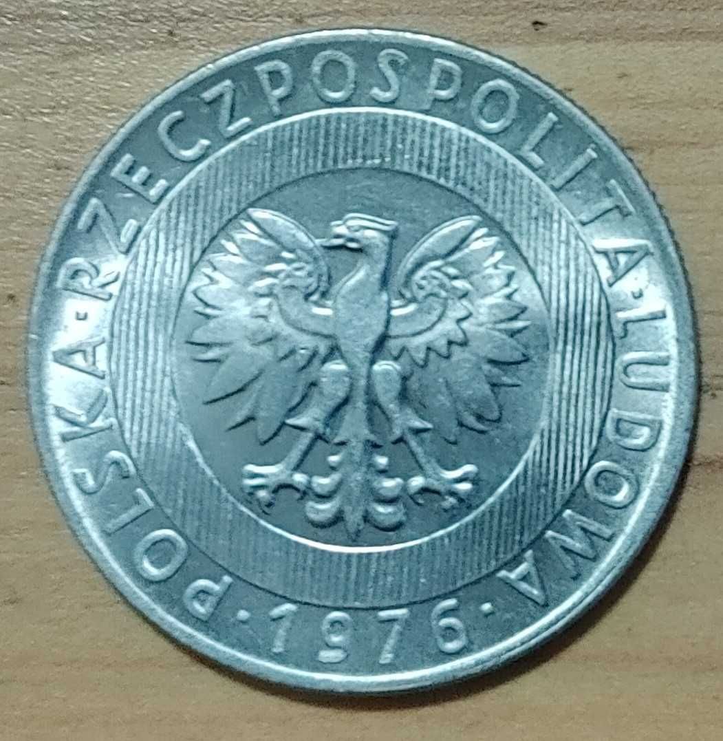 Moneta 20 zł wieżowiec i kłosy 1975 r. bez znaku mennicy
