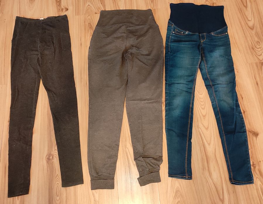 Zestaw mega paka ubrania ciążowe H&M mama 36/S spodnie jeansy legginsy