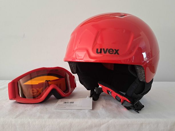 Kask narciarski dziecięcy Uvex Heyya Set Red Black Speedy XS 46-50cm