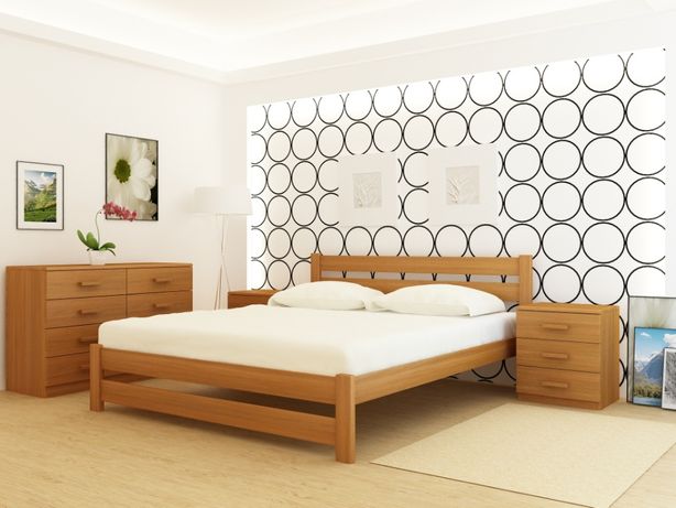 Ліжко дерев'яне Leipzig з Вільхи або Ясена. Кровать деревянная.