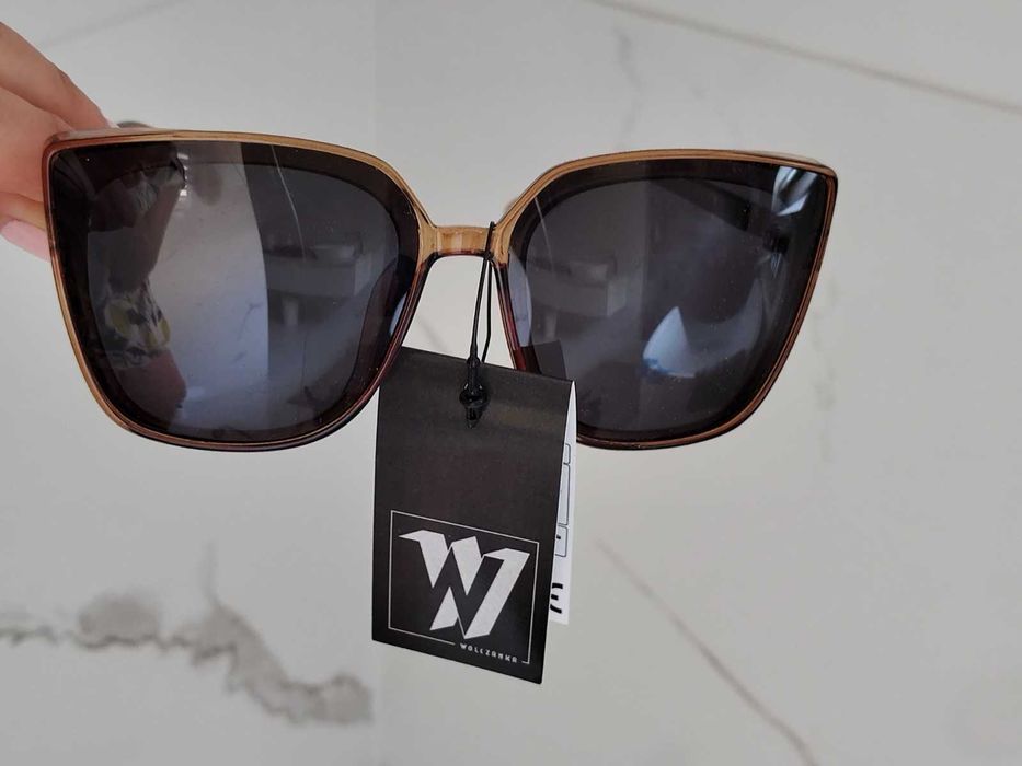 Okulary przeciwsłoneczne damskie WÓLCZANKA brązowe Nowe