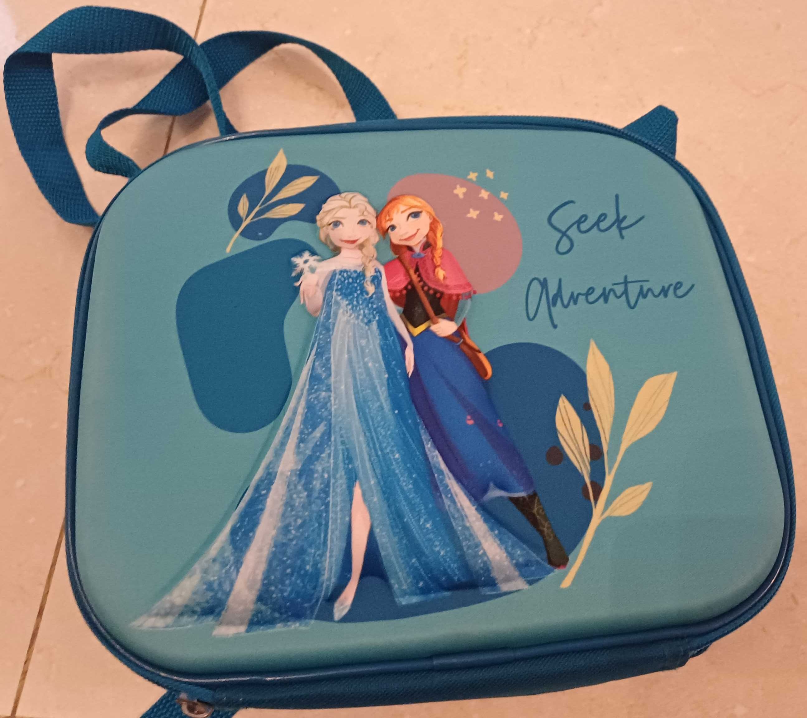 Conjunto mochila troley + lancheira da frozen em excelente estado